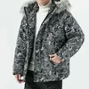 s-3xl Plus Size Chinese Style Fish Printed Lg Sleeve Oversized Puff Parka Coats Male Female Warm Clothing with Fur Hooded l2y8#