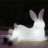 6m 20ft length llluminated White Inflatable Rabbit With Blower for 2024 Nightclub Ceiling Event Stage or Music Party Decoration