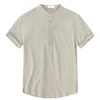 Verão Men's Short-Sleeved T-shirt Cott Tee Linho Casual Men's T-shirt Masculino Respirável Tops S-5XL X3Pj #