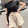 Cott Linen Shorts Women Summer Workout Shorts Biker Shorts Gym Hög midja Sexig Casual Pants Basic Hot Pants N33V#