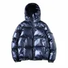 mens caldi piumini 2023 nuovissimo inverno lucido metallizzato Sier nero con cappuccio Parka Outwear Cott cappotti imbottiti giacca da uomo F0t2 #