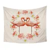 Tapestries BeddingOutlet Flamingo Tapestry Love Heart Decorative Wall Hanging Pink Floral Printed Girls Bedspreads Valentine Sheet 130x150