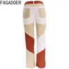 Women's Pants FAGADOER Fashion Color Splicing Straight Denim Women High Waisted Button Trousers Spring Matching Cowboy Bottoms 2024