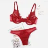 Bras Sets Women's Sexy Ultra-thin Transparent Nightwear Sleepwear Lingerie Lace Dress Underwear Strap Bodysuit Comfortable Female Bra Set