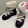 Boots Winter thick sole fur integrated inner lining with plush snow boots for women's height increase cotton shoes warm ankle boots