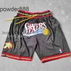 Shorts bordados de secagem rápida masculina Just Don 76ers da High Street Iverson mesmo estilo basquete fitness esportes americano casual capris