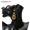 Kolczyki Dangle Sunspice MS Retro Gold Color Jewelry Fręg K inkuracyjne dla kobiet pełne rhinestone bohemia etniczna kropla ślubna