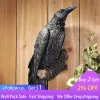 Sculptures Resin Black Crows Perch Wall Sculpture Lifelike Crows Garden Hanging Ornaments Gothic Raven Statue Decor for Tree Branch Decor