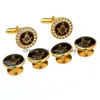 كومة روابط Mason شعار طوق Cufflink مجموعة مع راينستون أزرار أزرار أزرار أزرار أزياء أحادي التسليم مجوهرات توصيل المشبكات