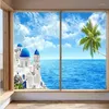 ملصقات نافذة ديكور Windows فيلم خصوصية جميلة مشهد ملون الزجاج لا غراء ثابتة ثابت