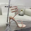 Margot Cleo Crystal Studded Dress Shoes Women Jewel Snake Strass Luxury Designers Ankel Wraparound High Heel Rene Crystal Goldkfle#