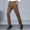 Männer Hosen 2024 Herbst Braune Hosen Klassische Hohe Taille Twill Regelmäßige Gerade Business Büro Casual Marke Männliche Kleidung