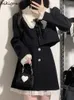 Arbeitskleider Adrette Koreanische Zweiteilige Sets Damenbekleidung Langarm Crop Coat Hohe Taille A-Linie Rock Outfits Mode Tunika Süß