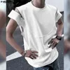 T-shirt da uomo 2024 T-shirt da uomo tinta unita con cerniera o-collo manica corta streetwear uomo abbigliamento estivo coreano casual maschile tee top S-5XL24328