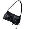 Shoulder Bags Women Gothic Armpit Bag PU Leather Retro Hobo Multipocket Y2K Adjustable Strap Female Commute Daily