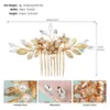 Hair Clips Flower Comb Bride Wedding Hairpin Alloy Leaf Shaped Floral Headpiece Bridal Jewelry Accessories