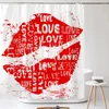 Shower Curtains Modern Love Red Heart Waterproof Bathroom 3d Print Large 240X180 Decoration With Hooks Curtain