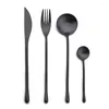 Ensembles de vaisselle de haute qualité Handle de poignée noire Golden Couplery Set Varelle en acier inoxydable SLAXE VIEUX COUTEIL SPOON SUPÉRATEUR