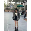 XEJ Plaid Shirt Lazy Style Retro Loose Cardigan Female Womens Coat Long Sleeve Autumn Spring Clothes South Korea 240328