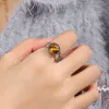 Boho 10mm Naturstein offene Ringe für Hochzeit Apatit Amethyst Malachit Edelstahl Silber Gold Ring Damen verstellbar