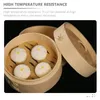 Double caldeiras práticas asiáticas convenientes cestas de cozinha de cozinha coberta ferramenta de bambu de bambu chineses alimentos reutilizáveis