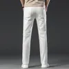 2023 Новый стиль, мужские белые джинсы, летние мужские эластичные облегающие джинсовые брюки Cott Busin, новые повседневные брюки, мужские брендовые джинсы l6y7 #