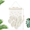 Tapisseries Macramé Tenture murale Boho Décoration Tapisserie avec perles et feuilles en bois durables