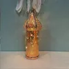 Christmas Ramadan Moroccan Retro Hollow Led Wind Lamp Iron Lantern el Home Bedroom Living Room Atmosphere Decorative Lamp 240323