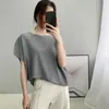 Kvinnors T -skjortor Summer Women Tshirt Light Loose Minimalist Sticked Short Sleeve Shirt Fashion Female Knitwear Sexy Ladies Off Shoulder Top