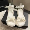 Sandals Med Clear Heels 2023 Summer Comfort Shoes Womens Roman Set Beige Espadrilles Platform Mid Range Clogs Spring Gla H240328B9KX
