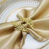 12Pcs Gold Silver Leaf Napkin Rings Holder Fall Napkin Buckle for Thanksgiving Wedding Party Home Kitchen Home Table Decor HWL88 240319