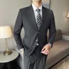 Högkvalitativa män blazer Slim Fit Light Luxury Busin Casual Sacka Jacka Solid Color Wedding Dr Party Costume Homme Top G2YK#