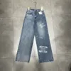 Jeans dames 24SS klassieke kleur botsing logo print jeans zomer blauwe rechte broek veelzijdige paar modellen