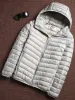 Koreański płaszcz z piór streetwearu z kapturem kurtka ciepłe męskie ubrania wiosna jesienna fi marka Ultra Light Duck Down Jacket Mens R0iU#