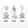 3 unids/set ornamento marino resina accesorios de decoración del hogar caballito de mar estrella de mar figuras de concha para el hogar decoración de estilo mediterráneo 240325