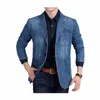 Costume en jean pour hommes, petit costume en Denim Cott, décoration, grand costume décontracté, veste en Denim, manteau tactique d'alpinisme élégant 34p0 #