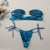 24 year hot selling strapl split bikini blue glossy gold starfish swimsuit for women L7la#