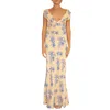 Abiti casual Heziowyun femminile Sleeveless Disegna Vale a V Deep Tie-Up Flower Summer Summer Maxi Long Dress per feste di vacanza