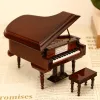 Miniatures Handmade Wooden Musical Instruments Collection Decorative Ornaments Mini Piano Miniature Model Decoration Gifts