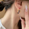 Charme géométrique en forme de C boucle d'oreille pour les femmes simples à la mode rétro boucles d'oreilles polyvalent Maillard couleur contrastée bijoux Y240328