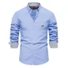 S ~ 2XL camisa de algodão para homens primavera outono cor sólida casual camisa polo masculina manga longa camisas finas e respiráveis 7 cores 240328