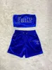 Juicy Velvet Camisole Shorts Set Two Piece Matching Juicy Coture Set Sleeveless Crop Top Short Summer Juicy Tracksuit Outfits For Women Juicy Coture Tracksuit 333