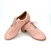 Sapatos de dança rosa couro latino para mulheres meninas 2 3.5cm 5cm salto macio salão de baile classificação teste professor