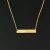 Name Sculpture Personalized Square Bar Customized Name Necklace Stainless Steel Pendant Necklace Gold 3-Color Women/Men Customized Gift 240328