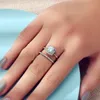 2st Luxury Geometric Big Clear AAA CZ Cubic Zirconia Decor Silver Color Ring For Women Multipack Wedding Jewelry Gift