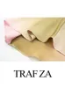 trafza Women's Fi Print Short Sleeve Dr Vintage Tie Dye O-Neck Midi Dres Spring Female Casual Chic Satin Dr X874#