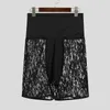 Heren Shorts INCERUN Heren Kant Patchwork Hoge Taille Transparant Sexy Streetwear Elastische 2024 Zomer Mode Mannen Bodems S-5XL