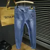 2023 autunno nuovo ricamo Fi jeans slim da uomo stretch confortevole stile classico piccoli piedi pantaloni in denim maschio D2AX #