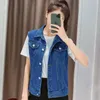 Oversize 6XL Red Denim Vest Donna Casual Short Jean Sleevel Giubbotti Primavera Estate Gilet coreano Fi Cowboy Chalecos F6O5 #