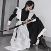 メイドの衣装コスプレロリータセット服ヴィンテージメンズ女性スタイルかわいいカワイイゴシックロールプレイコスチューム黒と白のb9pm＃